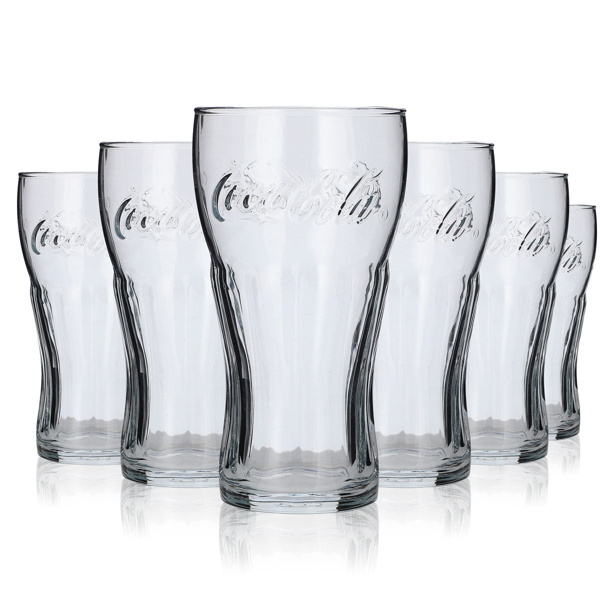 6 verres Coca Cola 0,3 l pour boissons gazeuses, ensemble de verres à limonade avec inscription en relief, iconique – Vue 3