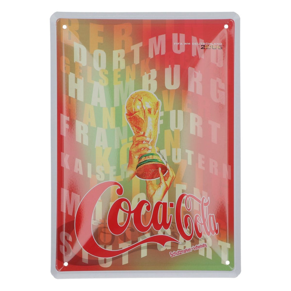 Coca Cola Plaque métallique Coupe du monde 2006 21 x 15 cm Plaque publicitaire Décoration murale Produit dérivé