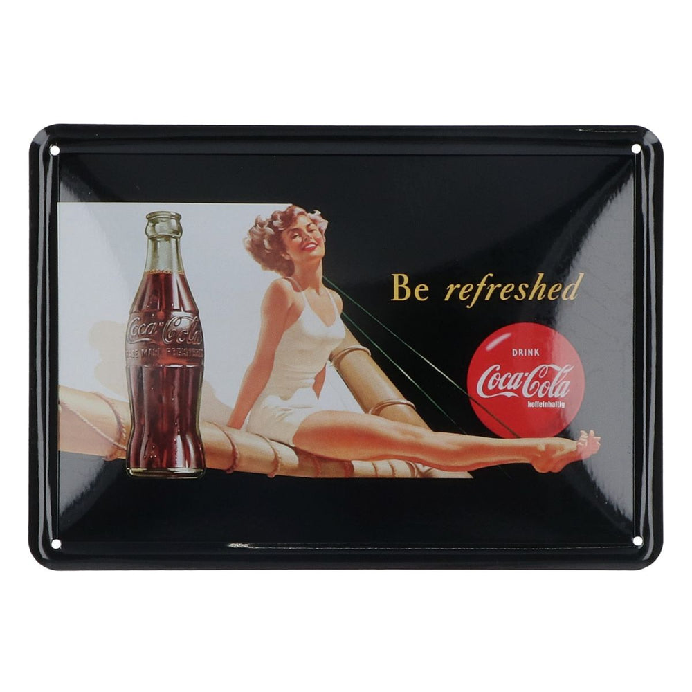 Coca Cola Plaque métallique 15 x 10 cm Plaque publicitaire Be refreshed Décoration murale Merch Publicité
