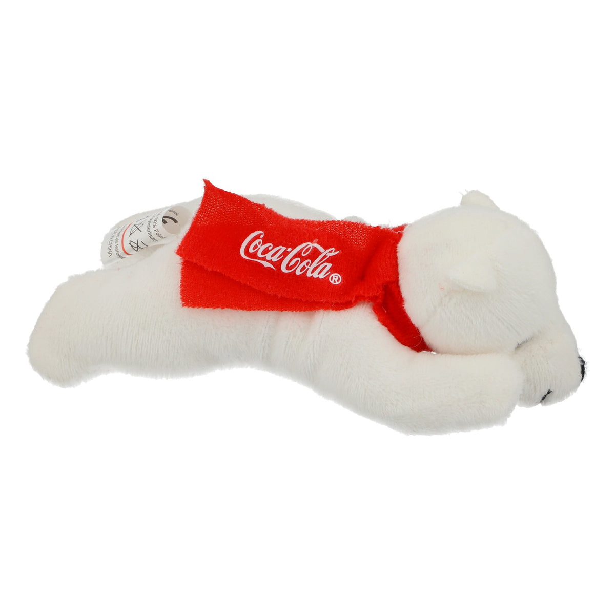 Peluche Coca-Cola « Ours polaire » en position allongée, neuve, blanche avec écharpe rouge – Objet de collection, décoration, cadeau – Vue 4