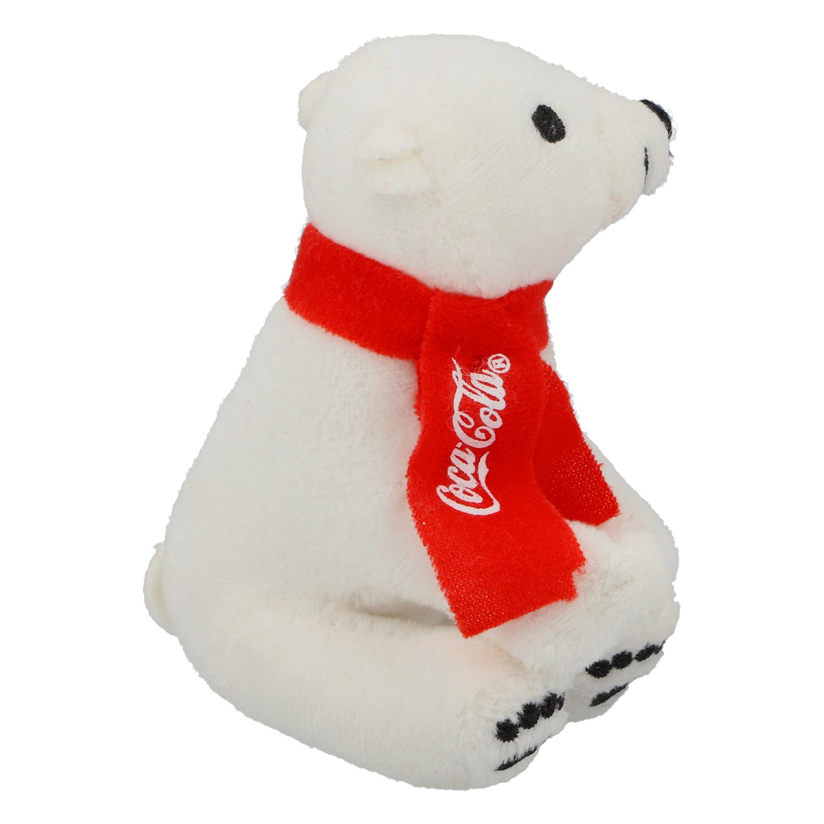 Peluche Coca-Cola : ours polaire assis avec une écharpe, 11 cm – Objet de collection, idée cadeau