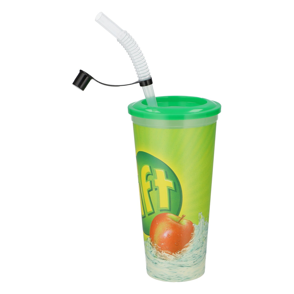 Gobelet réutilisable Coca-Cola Lift 0,6 l, motif pomme, avec paille, en plastique – Vue 3