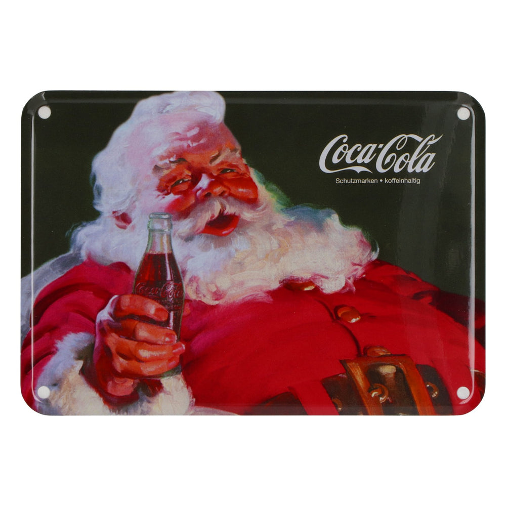 Coca Cola Boisson gazeuse Plaque métallique Décoration murale Noël 15x10,5 cm Père Noël