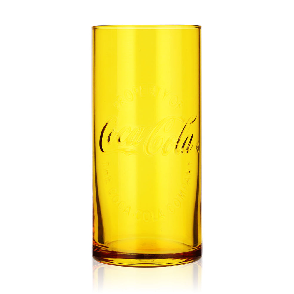 Verre à soda Coca-Cola 0,36 l, forme profilée, jaune, édition spéciale McDonald's
