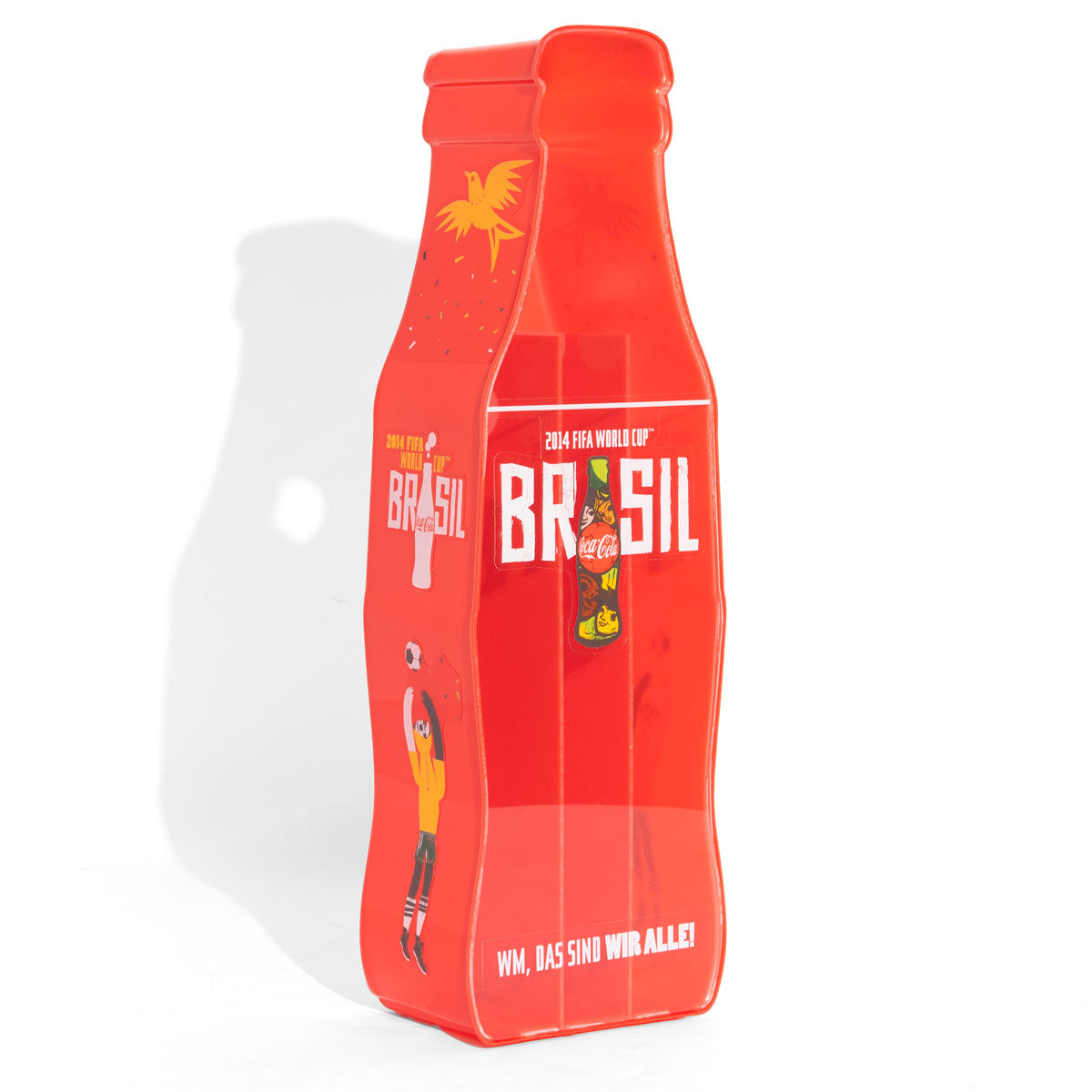 Boîte de collection pour canettes de Coca Cola, forme de bouteille, 3 compartiments, rouge, Coupe du monde de football 2014 au Brésil – Vue 2