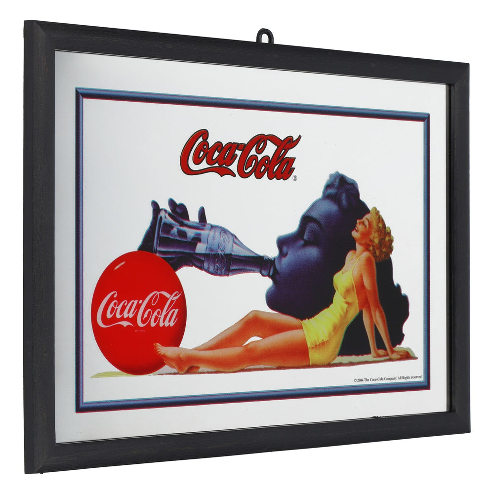 Miroir publicitaire Coca-Cola dans un cadre en plastique noir « Woman of Coca-Cola »