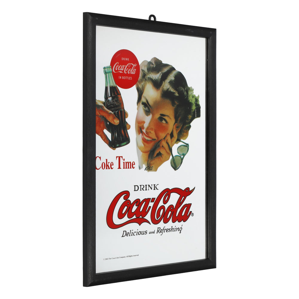 Miroir publicitaire Coca-Cola, cadre en plastique noir, « Coke Time », pièce d'exposition