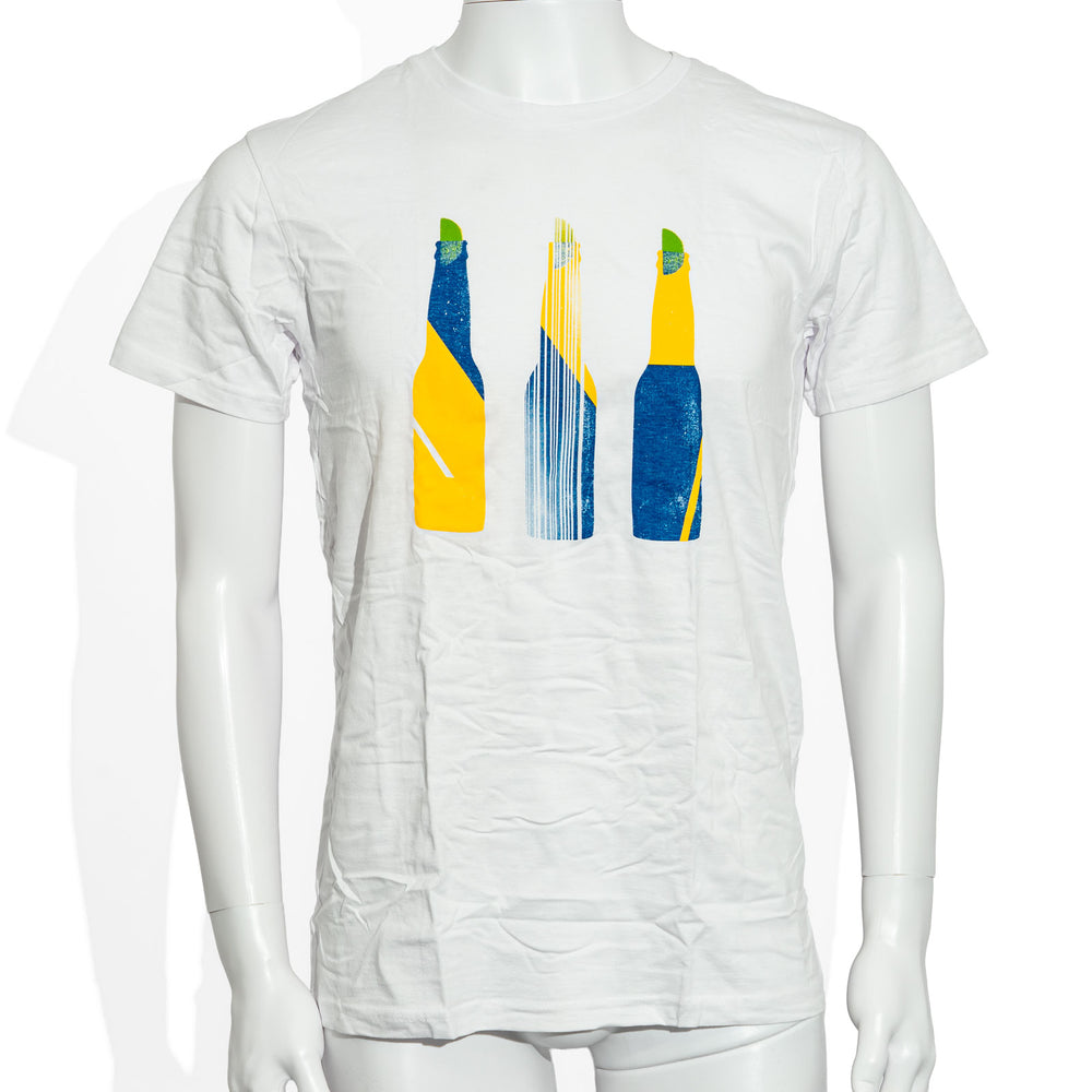 T-shirt en coton blanc « Corona » avec verre de bière, taille M