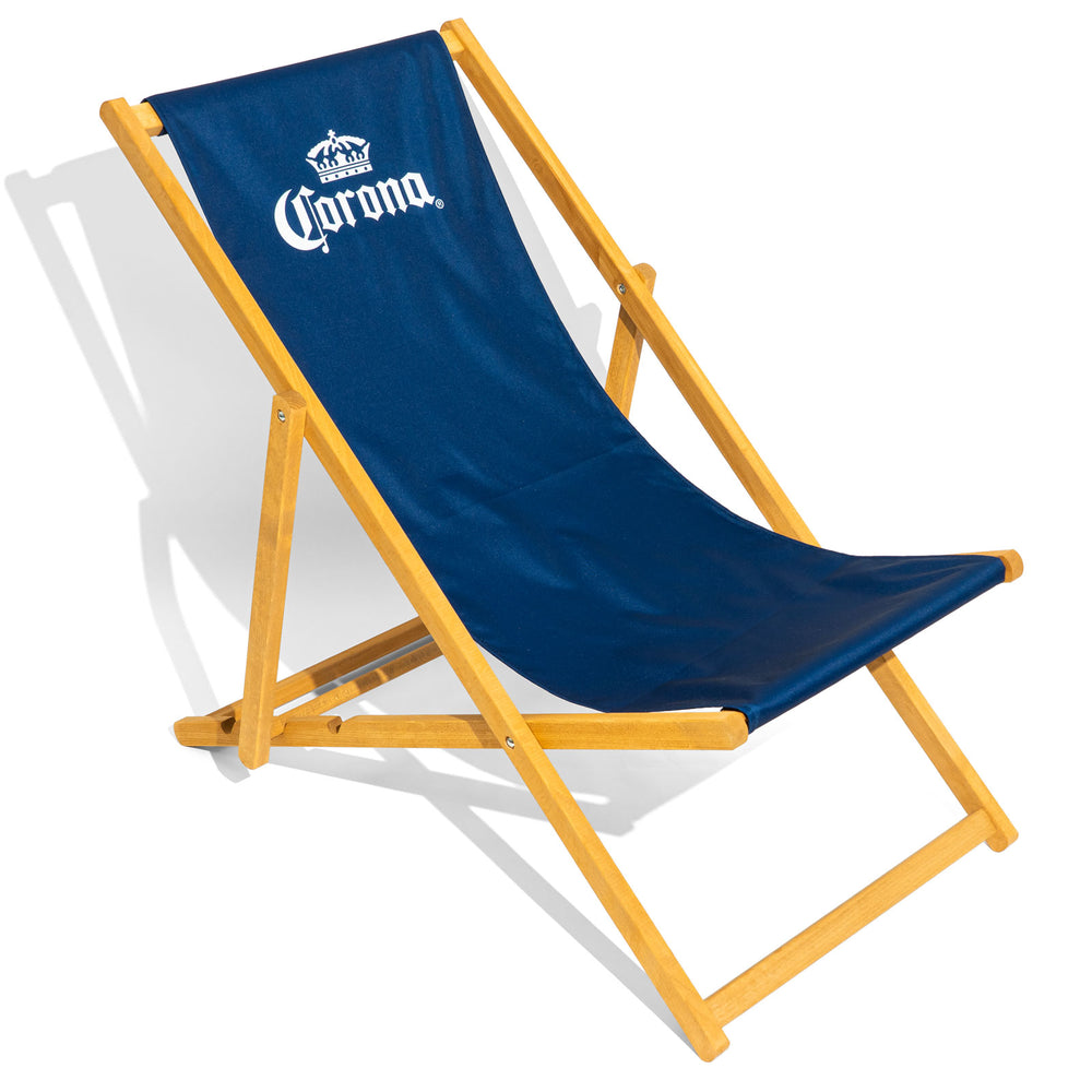 Chaise longue Corona en verre et bois de hêtre, modèle bleu