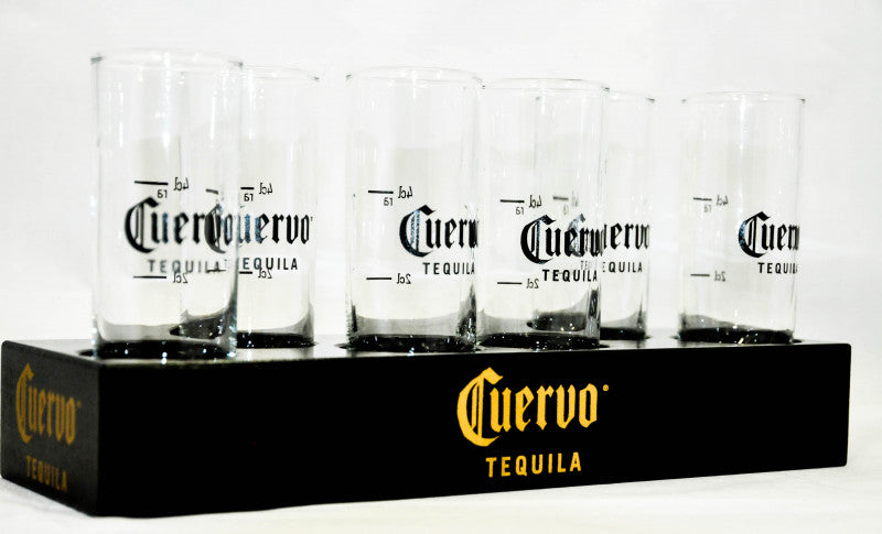 Cuervo Jose Tequila Barcaddy : support en bois noir pour 8 verres à shot – Vue 2