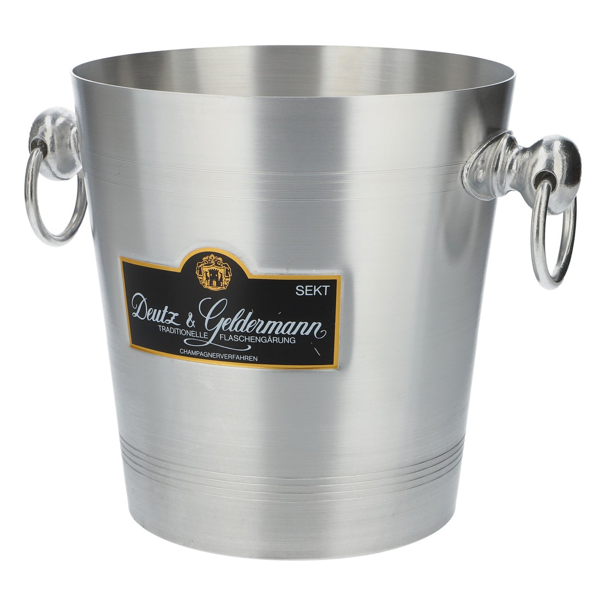Seau à glace Deutz Champagne, refroidisseur de bouteilles en métal argenté avec poignée – Vue 4