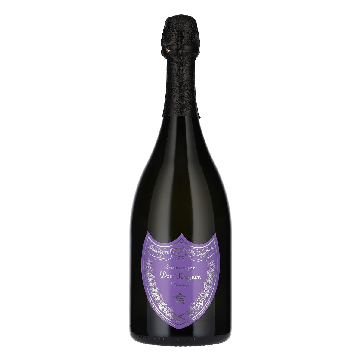 Bouteille de champagne Dom Pérignon de présentation, 0,75 l, vide, vintage, neuve, en verre violet