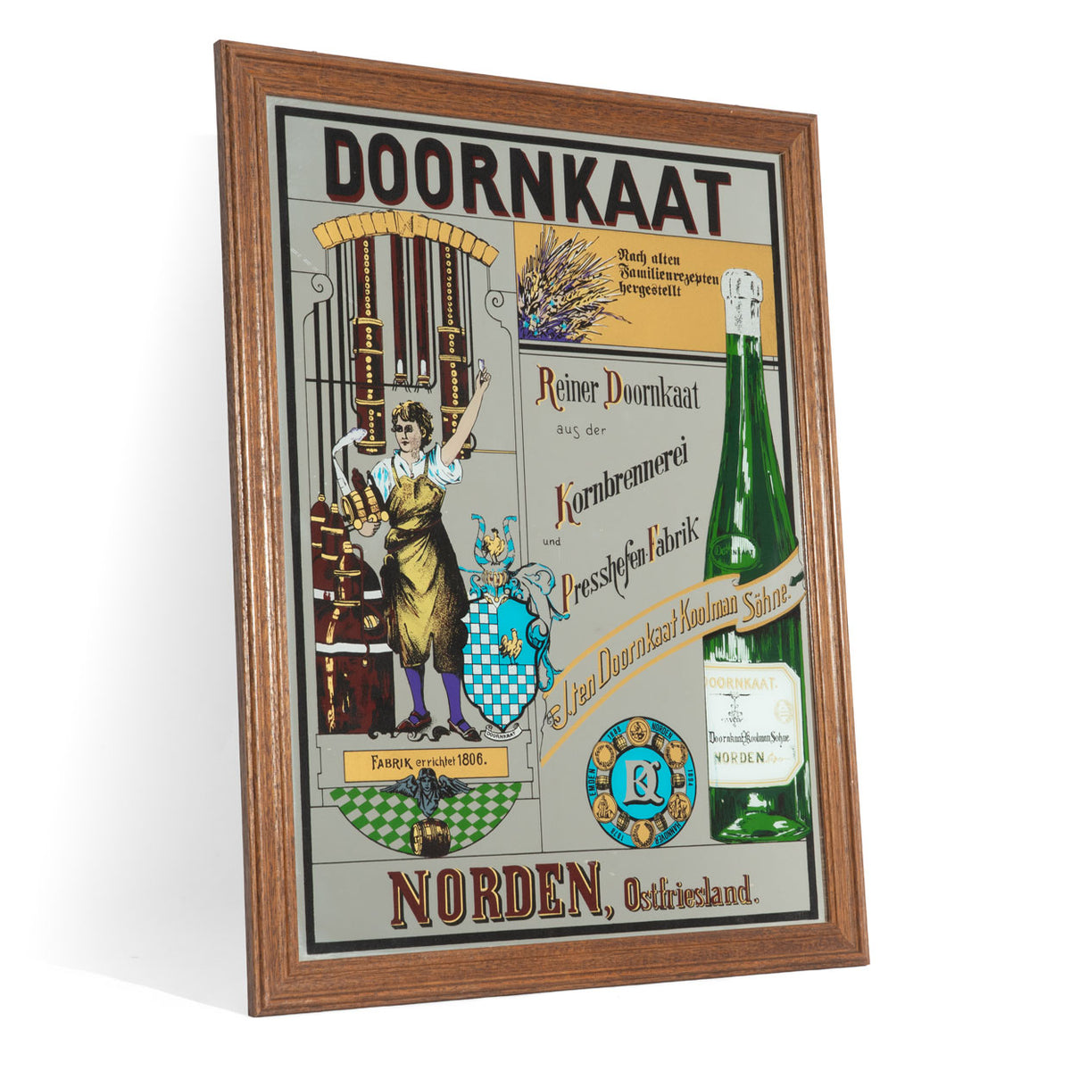 Doornkaat Korn Spiegel Miroir publicitaire Accessoires pour bar Décoration murale Cadre marron