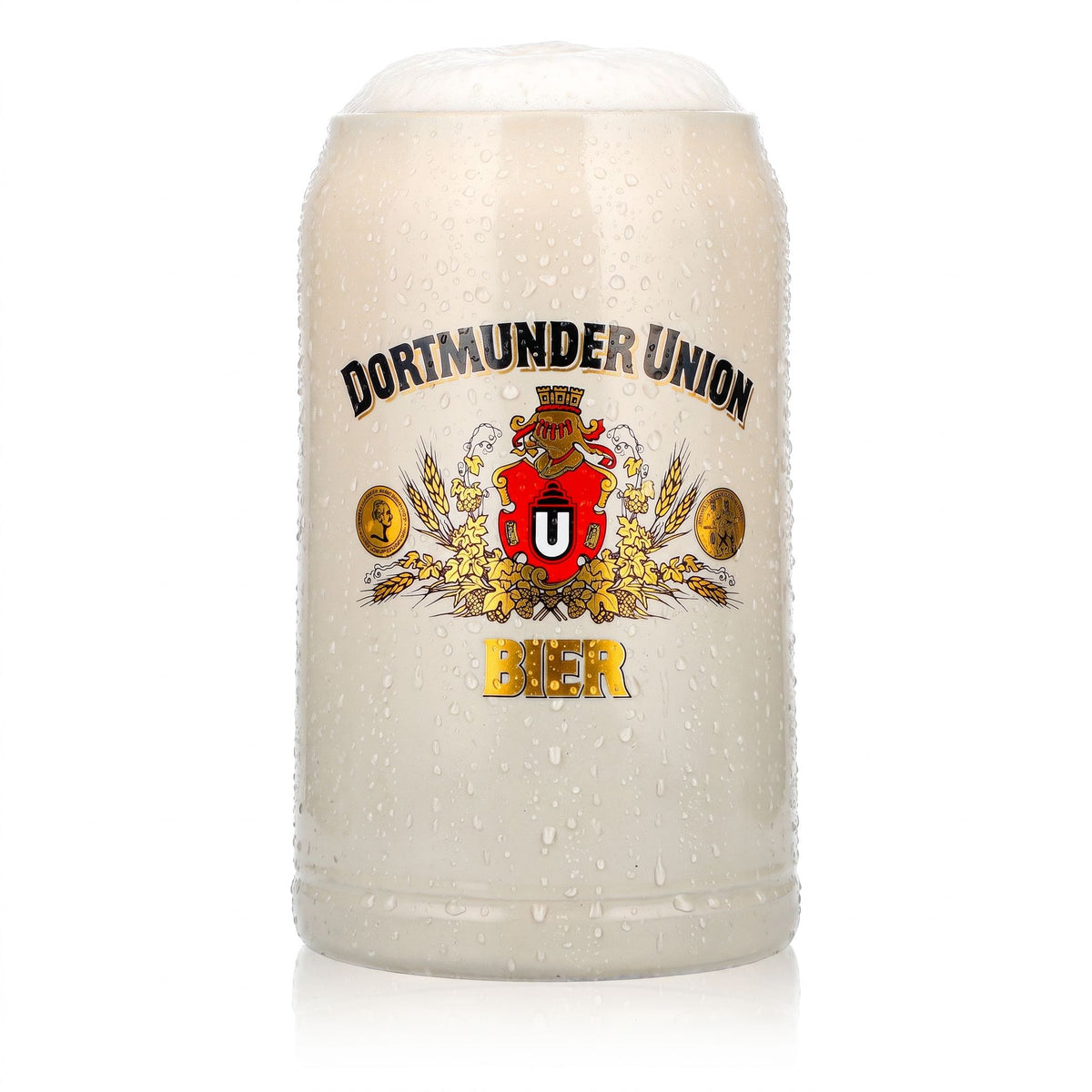Verre à bière Union de Dortmund, chope en terre cuite, chope d'un litre, chope à bière en terre cuite, Seidel, Humpen
