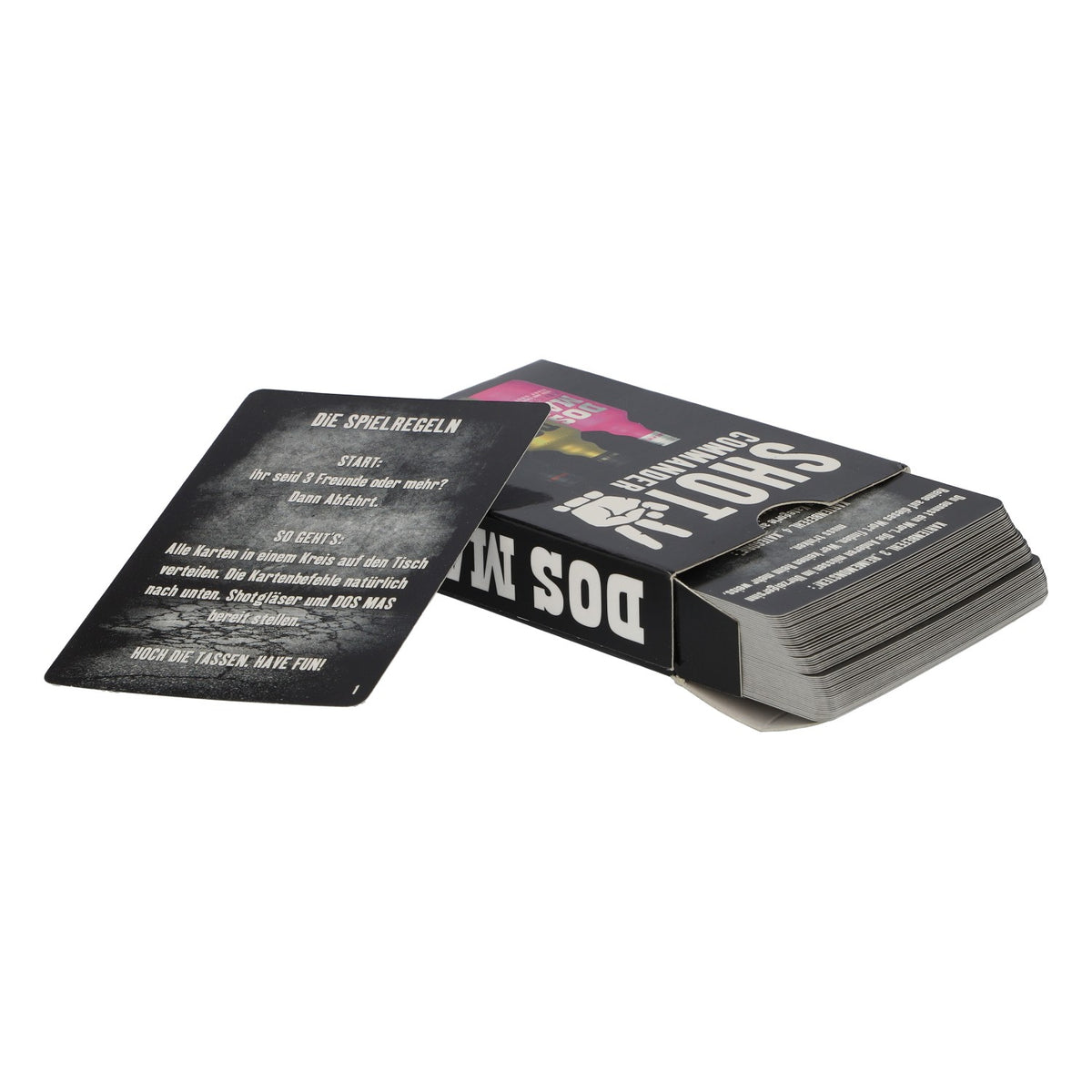 Dos Mas Liqueur Jeu de cartes Jeu à boire Soirée jeux Shot Commander Cartes de skat Noir – Vue 3