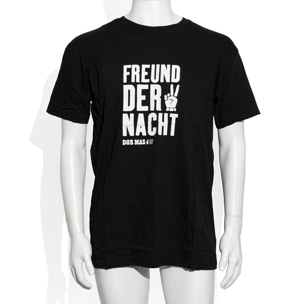 T-shirt Dos Mas Likör Noir avec inscription blanche Taille M/L T-shirt pour homme « Freund der Macht » (ami du pouvoir)