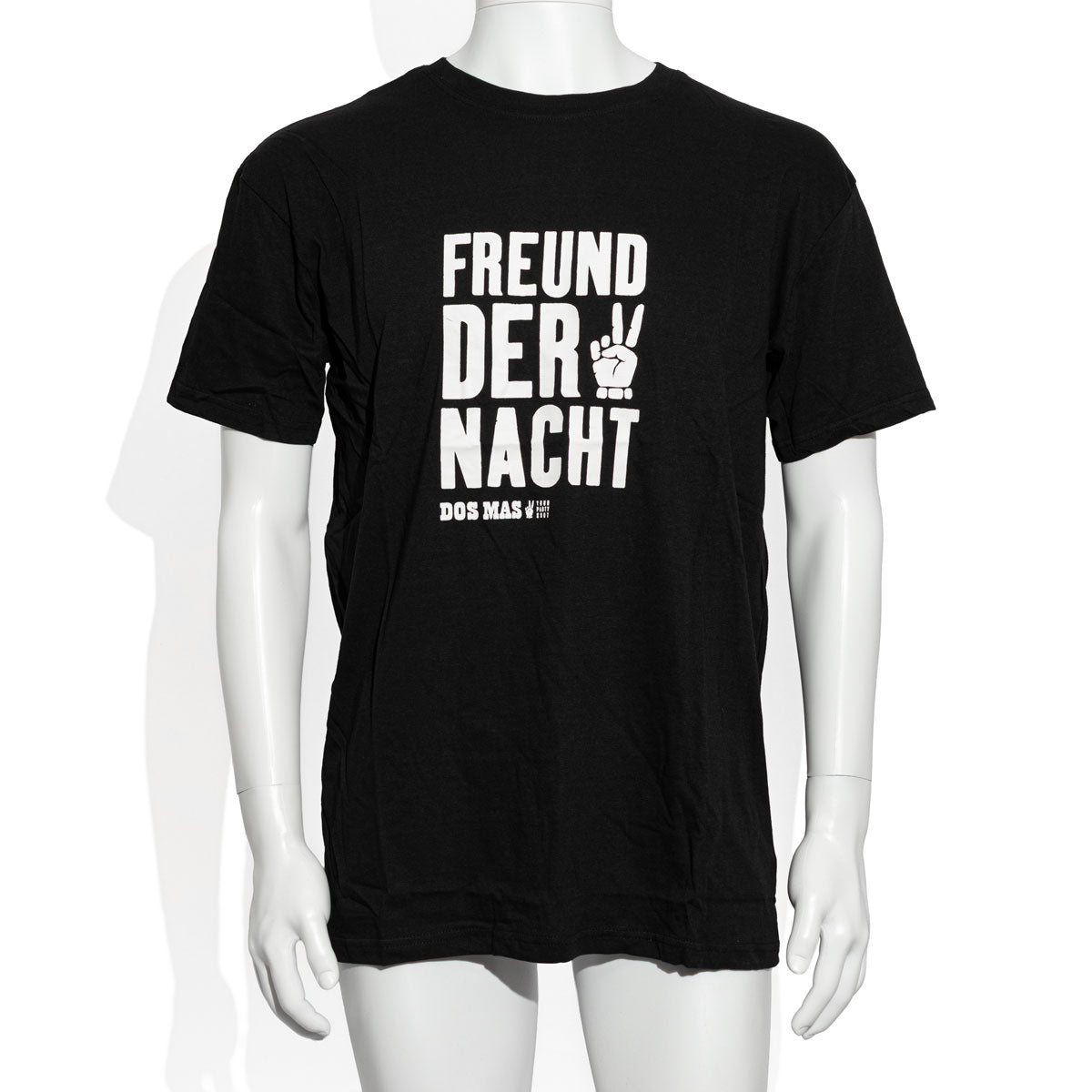 T-shirt Dos Mas Likör Noir avec inscription blanche Taille M/L T-shirt pour homme « Freund der Macht » (ami du pouvoir)