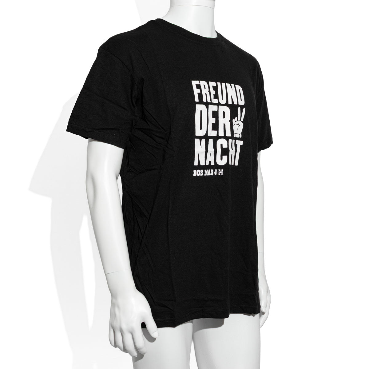 T-shirt Dos Mas Likör Noir avec inscription blanche Taille M/L T-shirt pour homme « Freund der Macht » (ami du pouvoir) – Vue 2