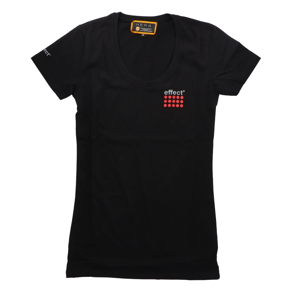 T-shirt Effect Energy pour femme, taille M, col en V, logo, noir, en coton