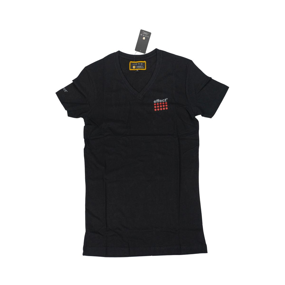 T-shirt Effect Energy col en V taille S logo imprimé sur la poitrine vêtements merchandising gastronomie