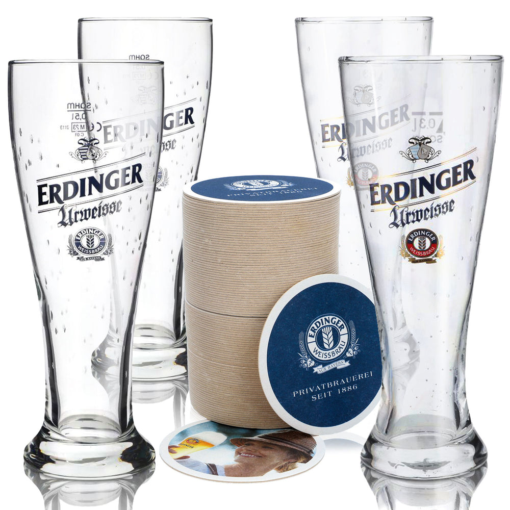 Ensemble Erdinger Bier Bar I composé de 4 verres à bière 0,5 l/0,3 l soufflés à la bouche