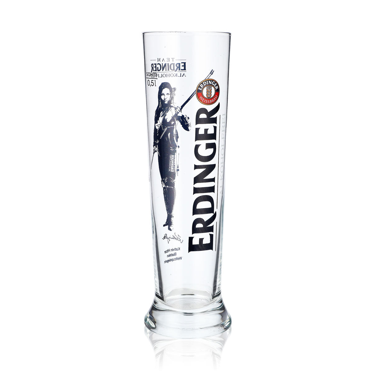 Verre à bière Erdinger 0,5 l Verre à bière blanche Édition spéciale « Kathrin Hitzer » Sans alcool
