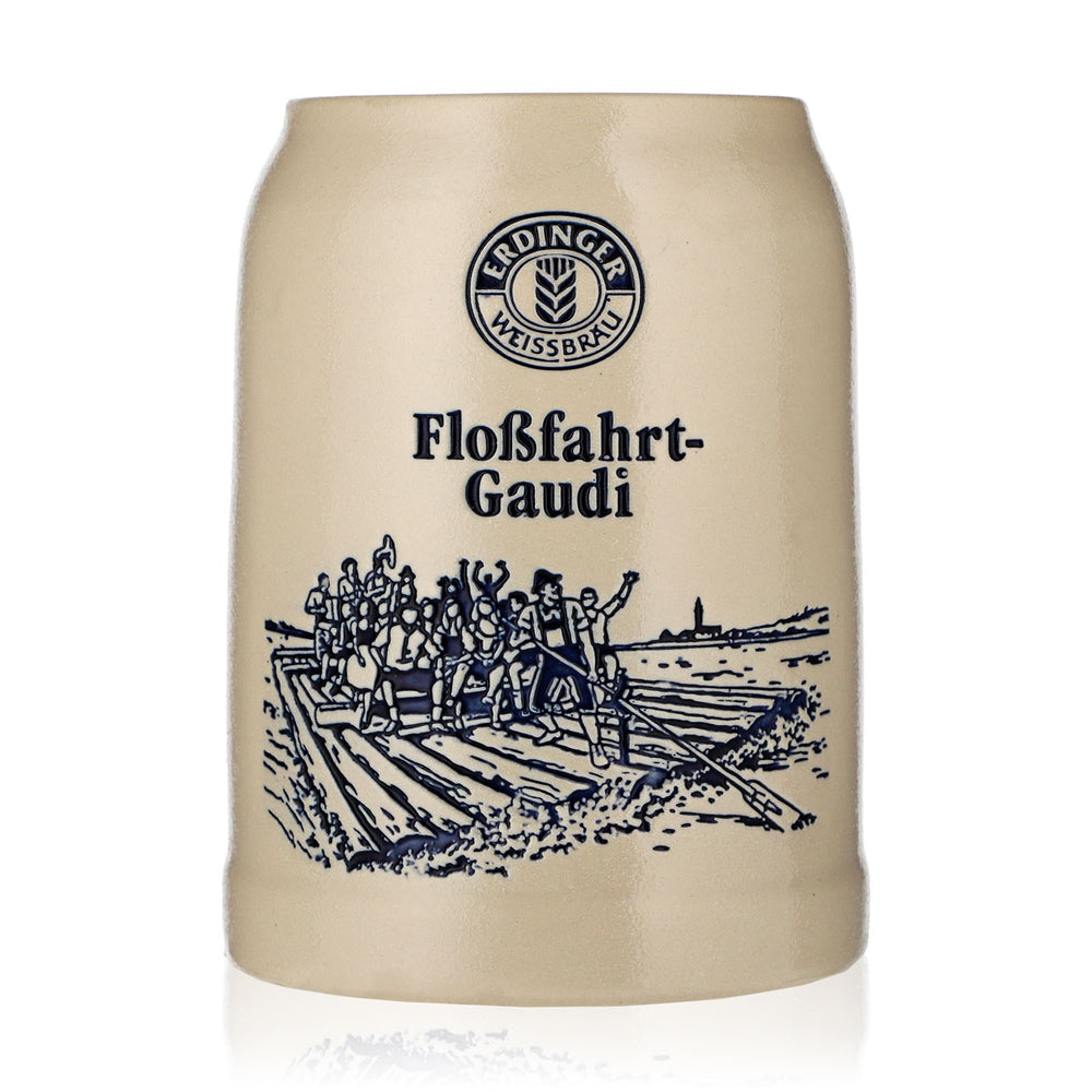 Verre à bière Erdinger, chope de 0,69 l, chope en terre cuite « Floßfahrt-Gaudi », pierre