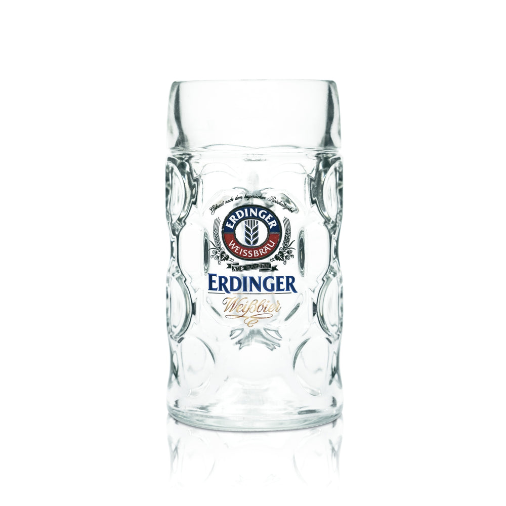 Chope Erdinger Weißbräu 1,0 l – verre à bière avec logo et repère de niveau