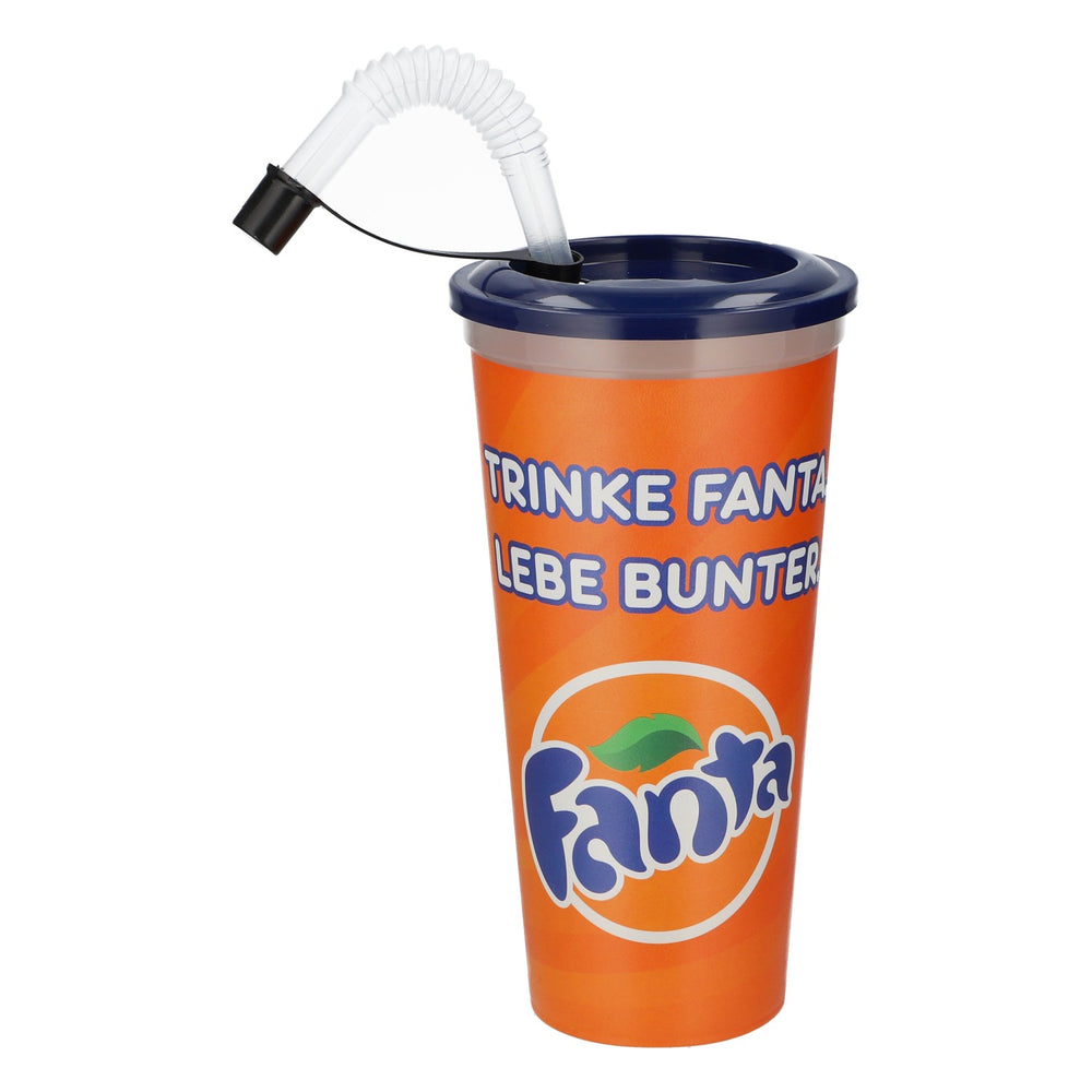 Gobelet réutilisable Fanta 0,6 l, motif chanteuse, paille Coca-Cola, plastique