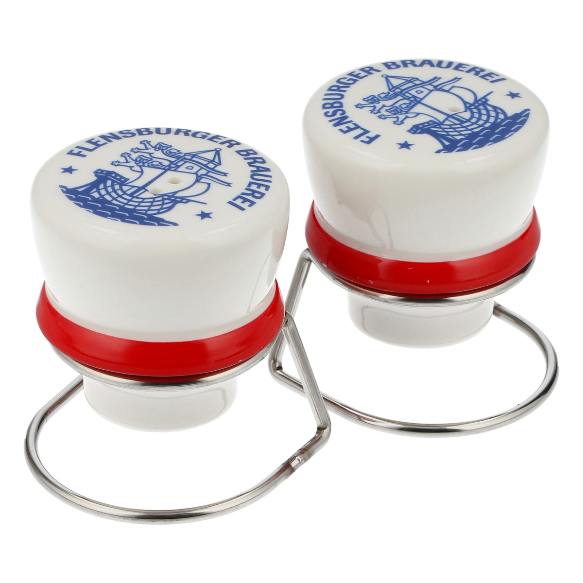 Salière et poivrière « Flensburger Pilsener FLENS » avec « bouchon à clip Plopper » – Vue 2