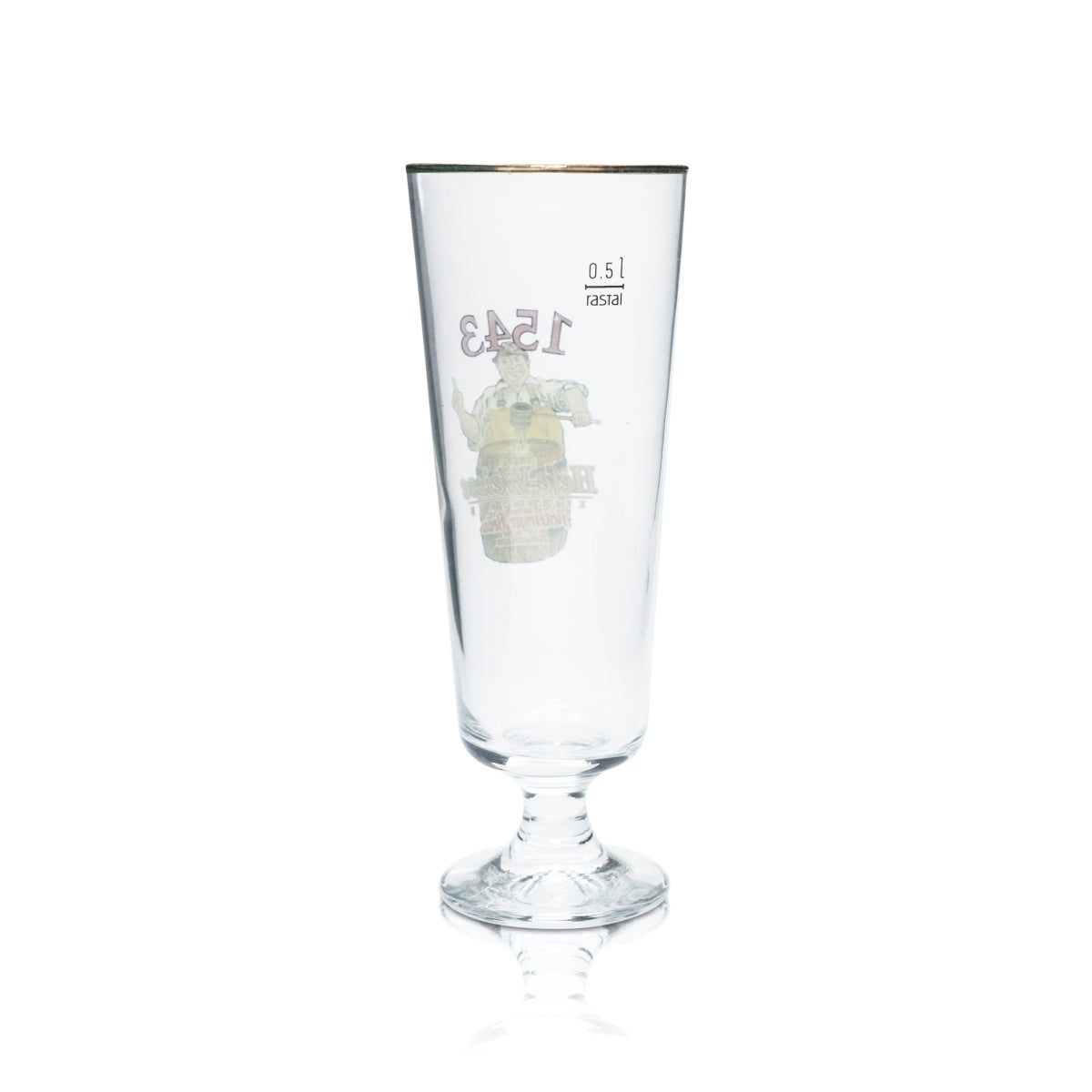 Verre à bière Flötzinger 0,5 l, bord doré, verre à bière blanche, levure de blé « 1543 » Bräu – Vue 2