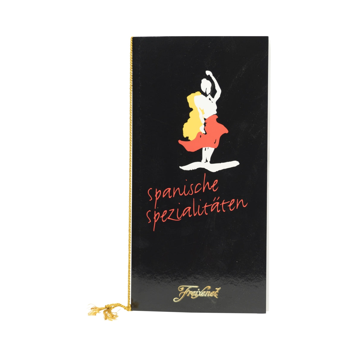Freixenet Menu de vins mousseux 10 pages, menu avec cordon, porte-boissons en papier, format gastronomique