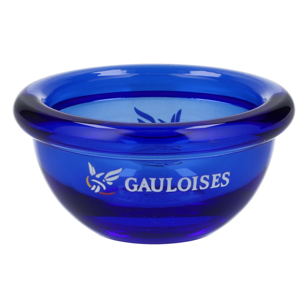 Cendrier Gauloises en verre avec logo MINI, rond, bleu – Accessoire de bar – Objet de collection