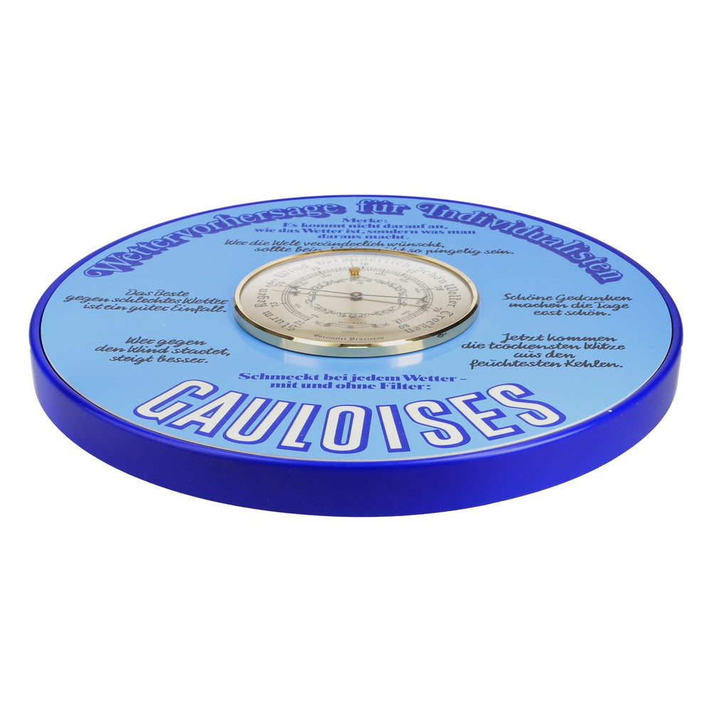 Baromètre Gauloises Cigarettes Météorologie Appareil de mesure météorologique rond bleu