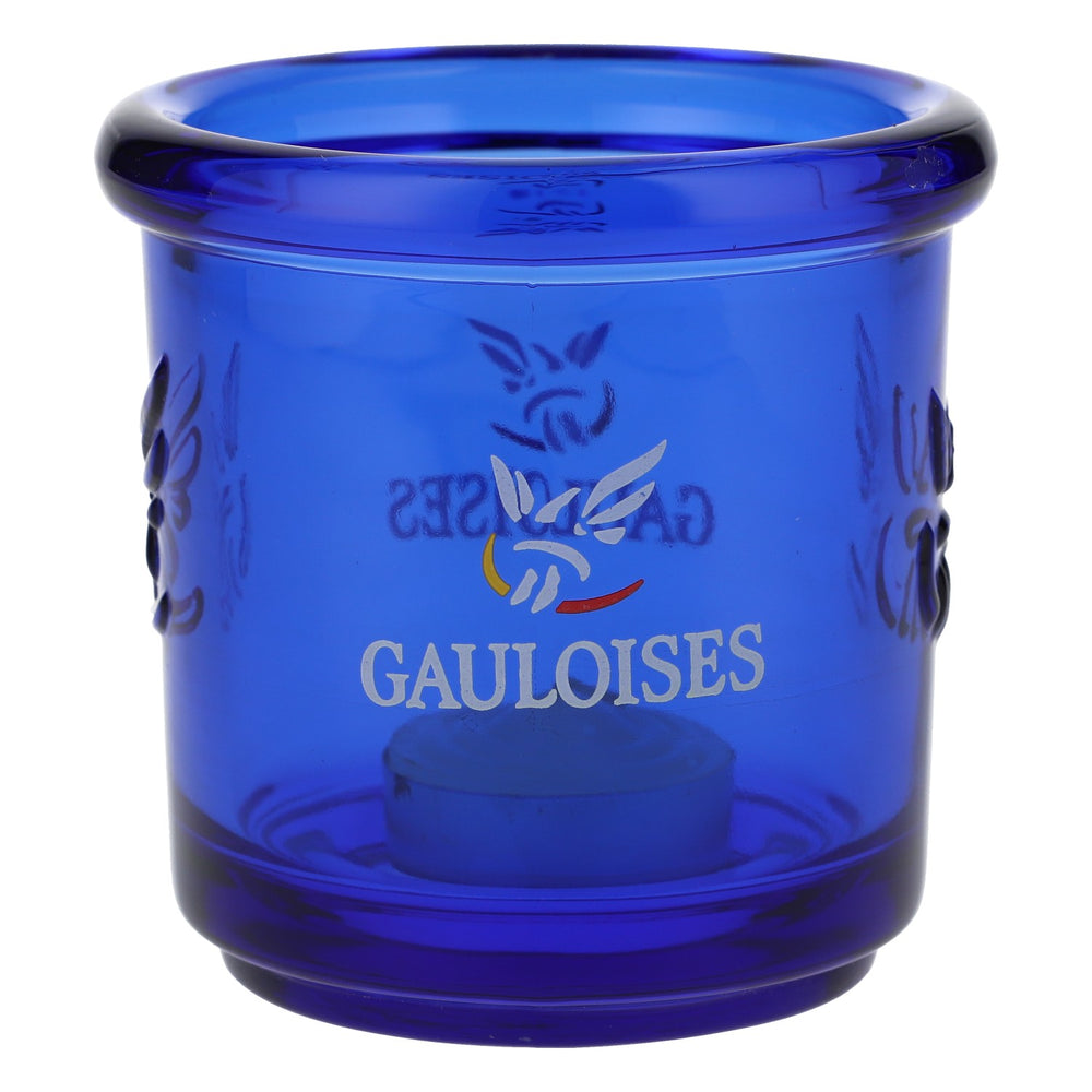 Photophore Gauloises Cigarettes Bleu Rond avec bougie chauffe-plat, grand modèle