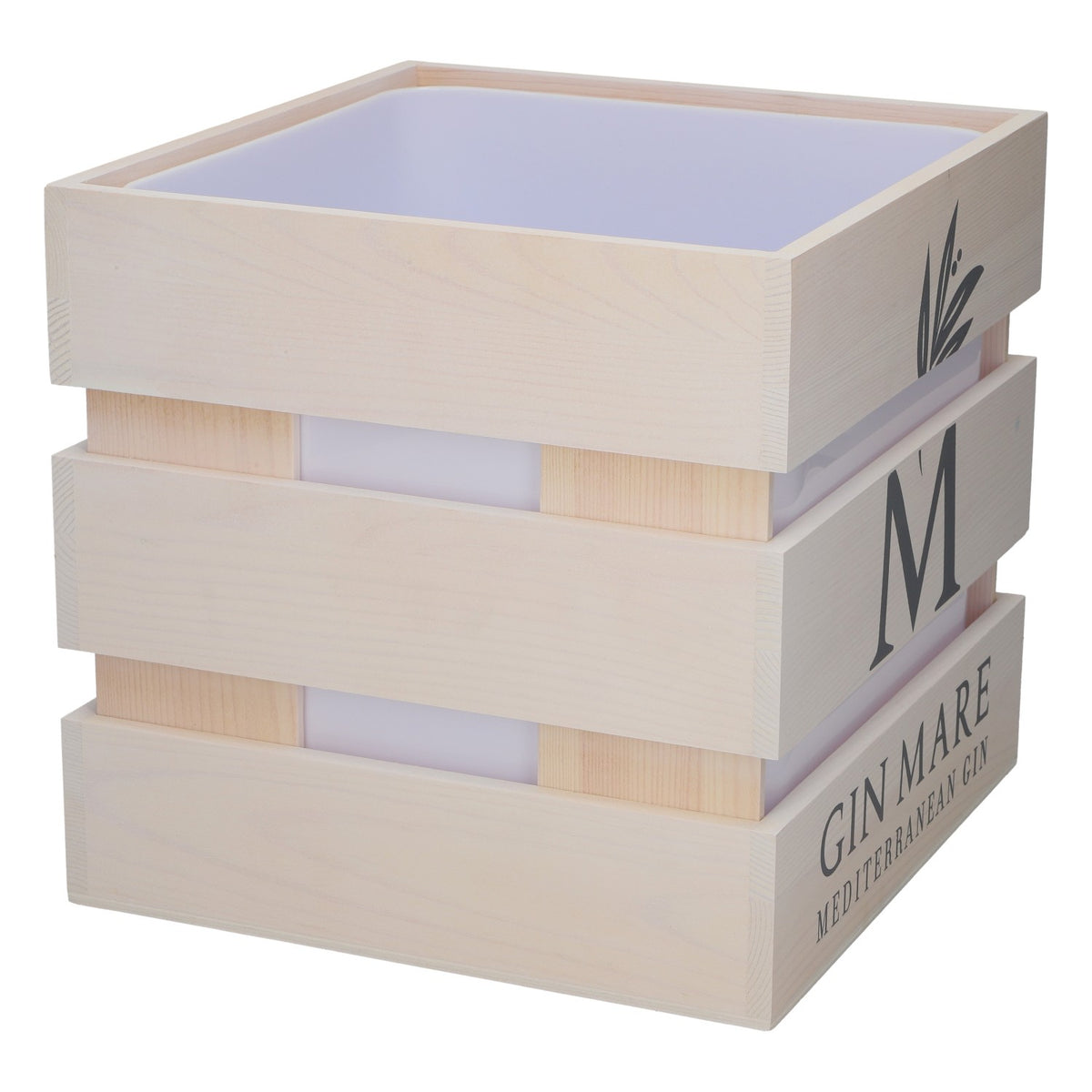 Gin Mare Gin, seau à glace, seau à bouteille, en bois, gin méditerranéen, nouveau, blanc, seau à champagne – Vue 3