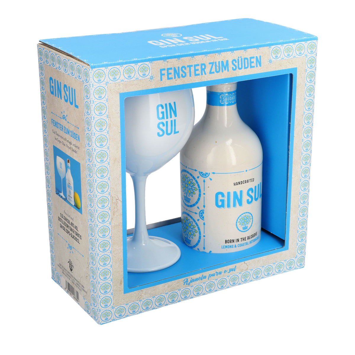 Coffret cadeau Gin Sul « Fenêtre sur le sud » 0,5 l 43 % vol. + 1 verre Copa 0,6 l