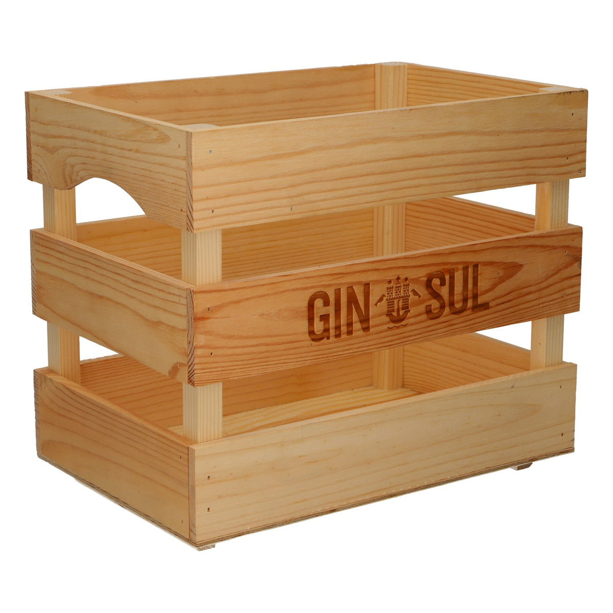 Caisse en bois Gin Sul pour 2 bouteilles de gin – Caisse en bois pour décoration de bar