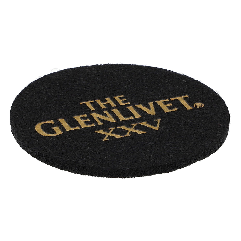 Sous-verres en feutre Glenlivet Whisky Sous-verres en verre Noir 6,2 cm de diamètre « Glenlivet XXV »