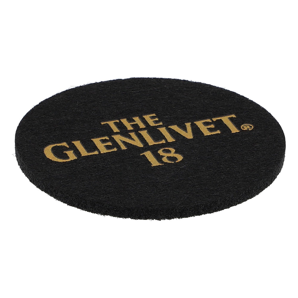 Sous-verres en feutre Glenlivet Whisky Sous-verres en verre Noir 6,2 cm de diamètre « Glenlivet 18 »