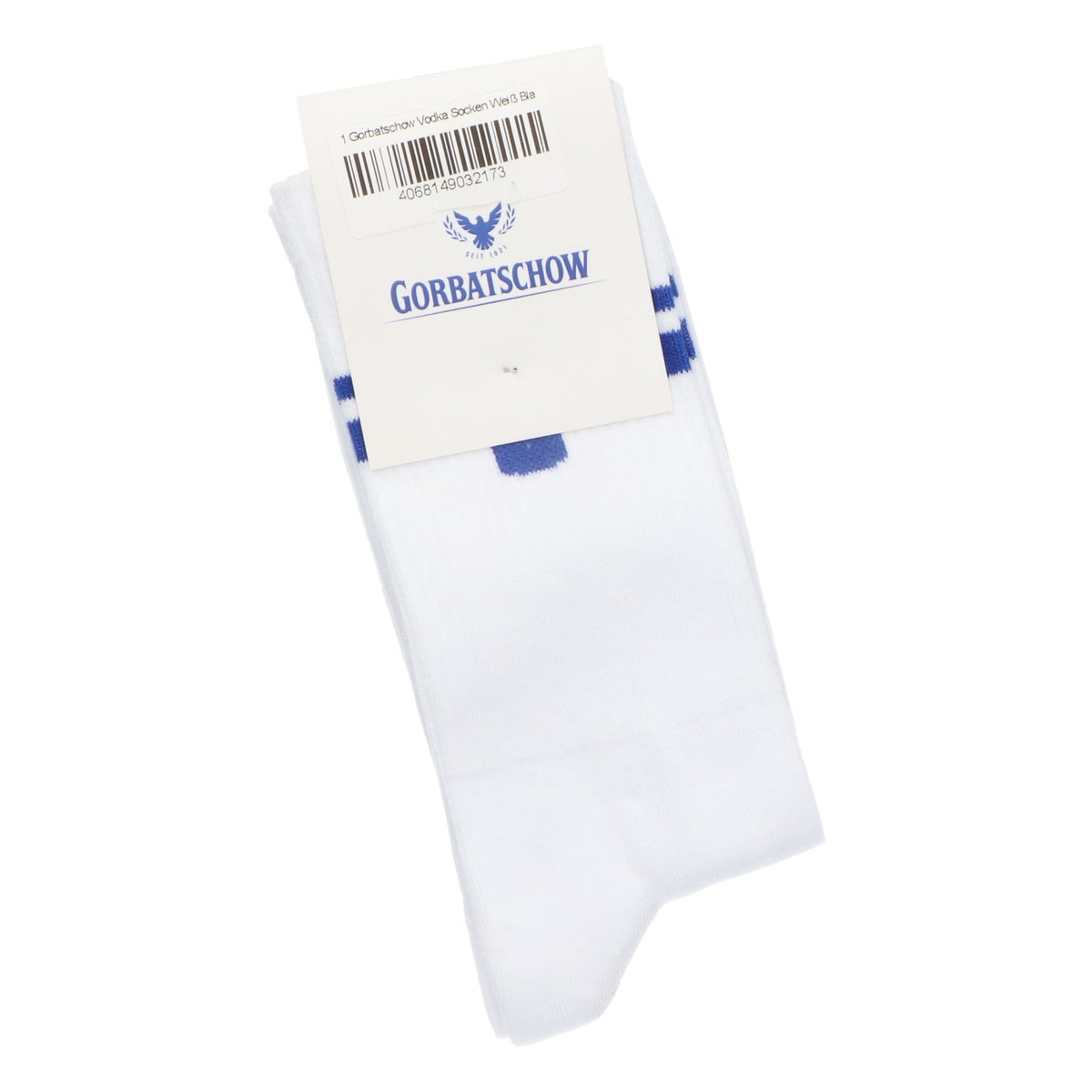 Chaussettes Gorbatchev Blanc Rayures bleues Taille 42-46 Chaussettes de tennis unisexes – Vue 2
