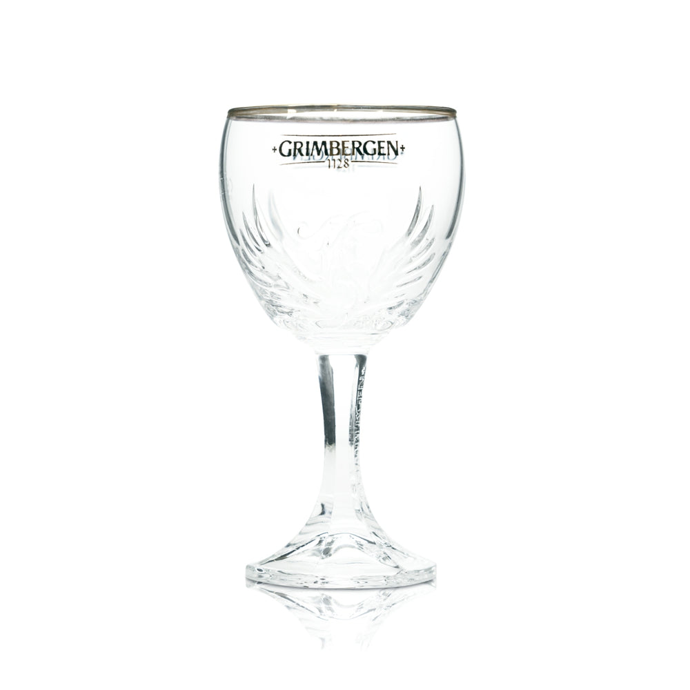 Verre à bière Grimbergen 0,15 l, forme tulipe, relief Phoenix, mini