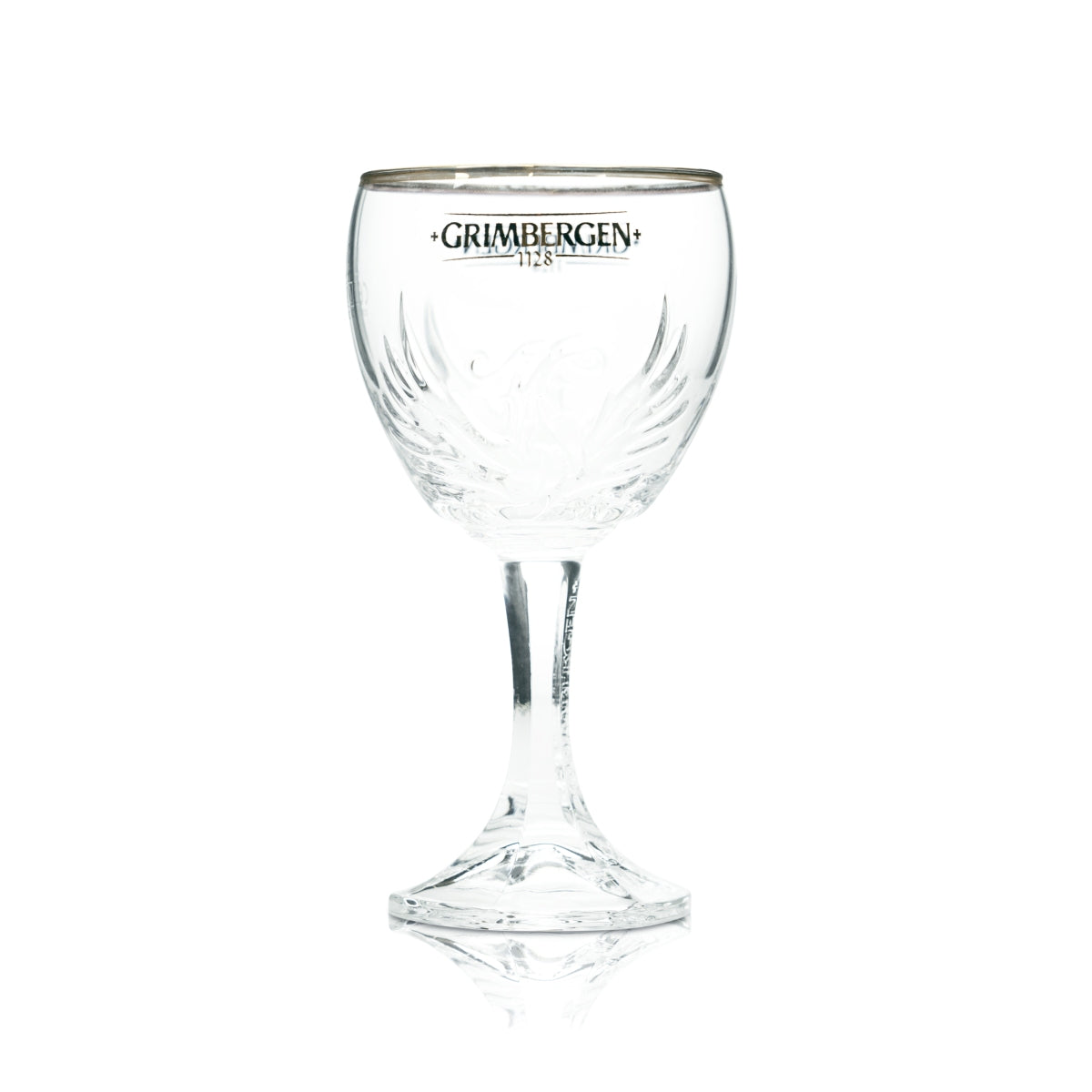 Verre à bière Grimbergen 0,15 l, forme tulipe, relief Phoenix, mini