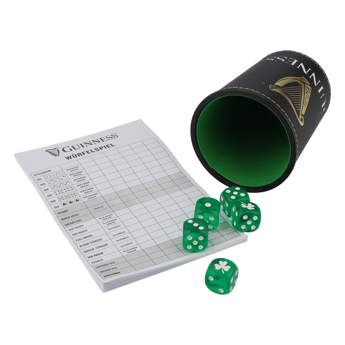 Jeu de dés Guinness Beer Cube Coupe à dés Soirée jeux Dés verts