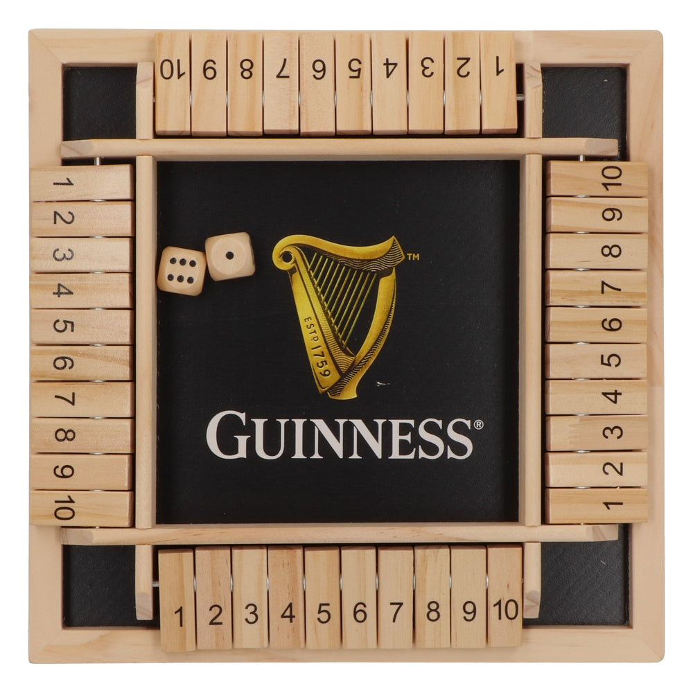 Jeu de dés Guinness « Shut The Box » en bois, neuf, marron