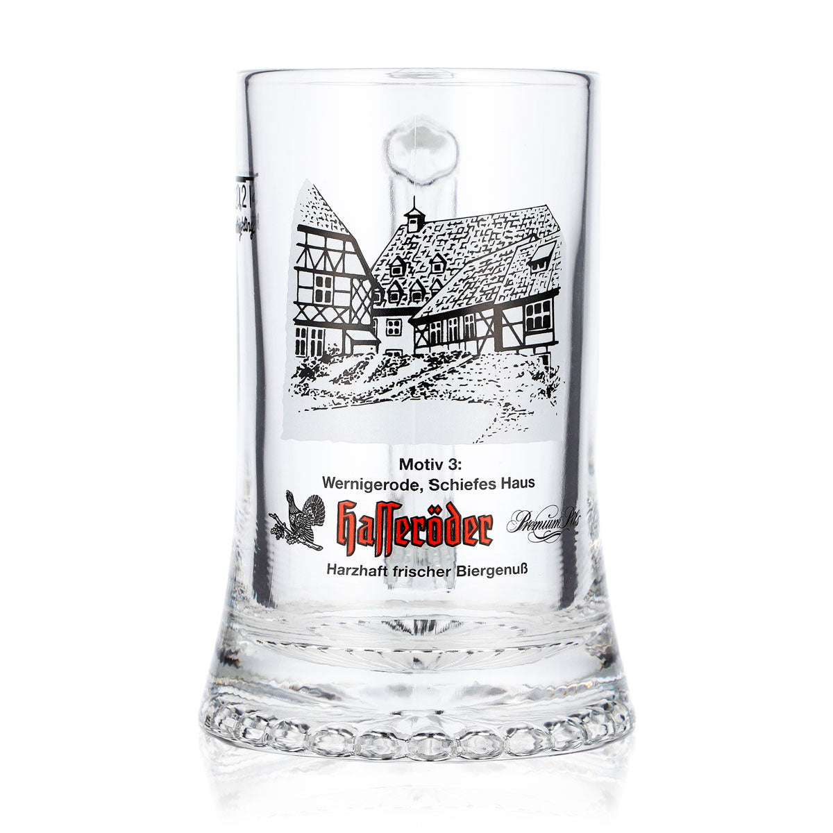 Verre à bière Hasseröder, chope de 0,2 l, motif n° 3 : Wernigerode, la maison penchée, Böckling