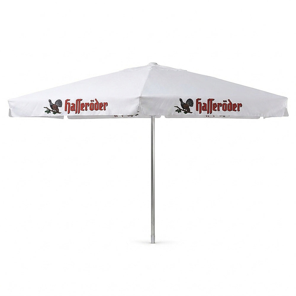 Parasol Hasseröder 4 x 4 m pour brasserie, restauration et café en plein air