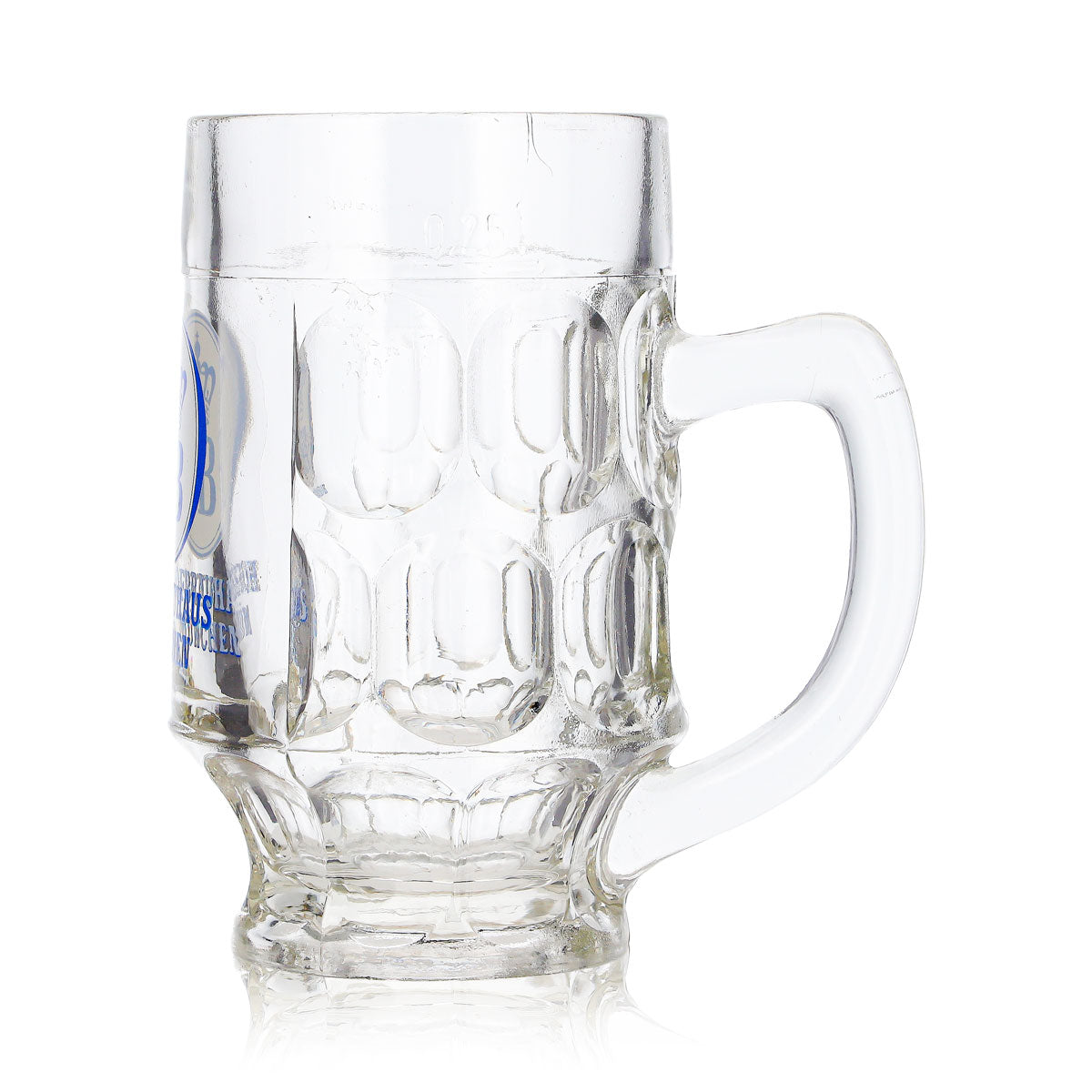 Verre à bière HB Munich 0,25 l, cruche, relief, logo bleu et blanc – Vue 6