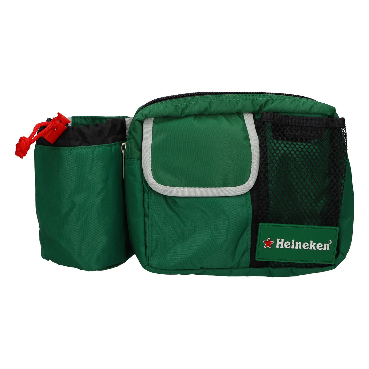 Sac banane Heineken vert avec compartiment pour canettes et bouteilles, sac de bière d'extérieur en polyester