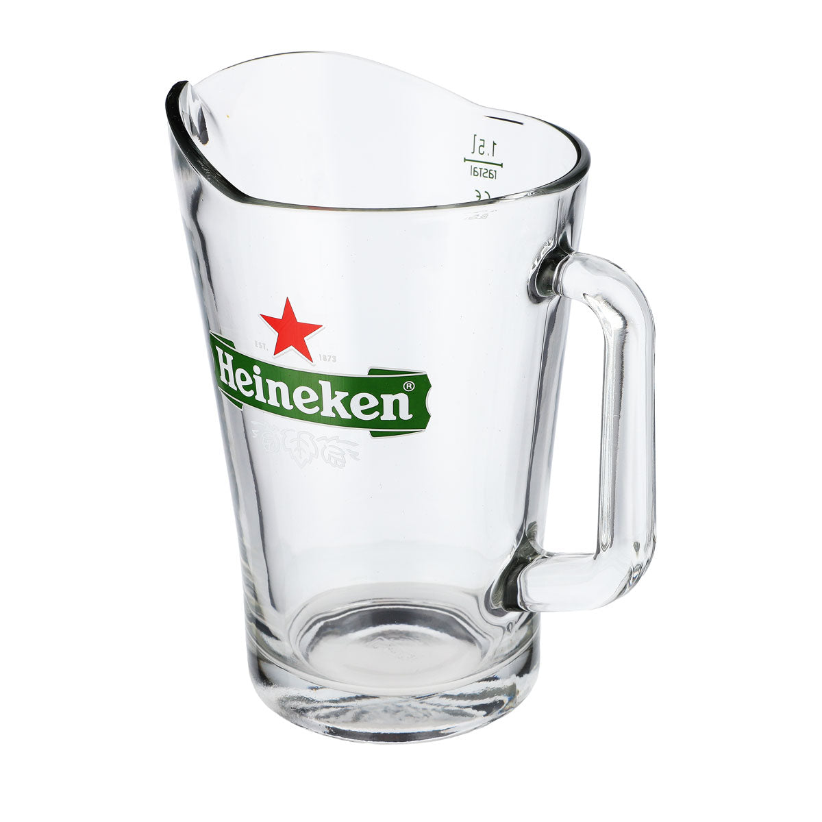 Bière Heineken Verre 1,5 l Carafe Pichet Verre à bière Logo feuille Rastal Lousiana – Vue 4